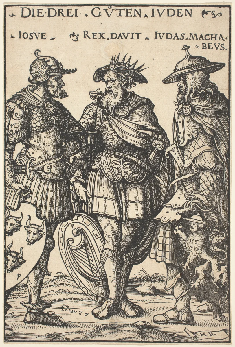 Joshua, David and Judas Maccabaeus by Hans Burgkmair, print, 1516
