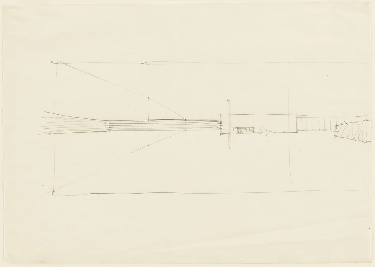 Courthouse Interior: Perspective Sketch by Ludwig Mies van der Rohe, mies van der rohe archive, 1926
