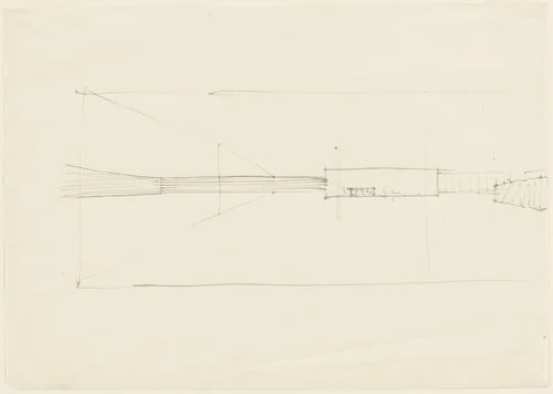 Courthouse Interior: Perspective Sketch by Ludwig Mies van der Rohe, mies van der rohe archive, 1926