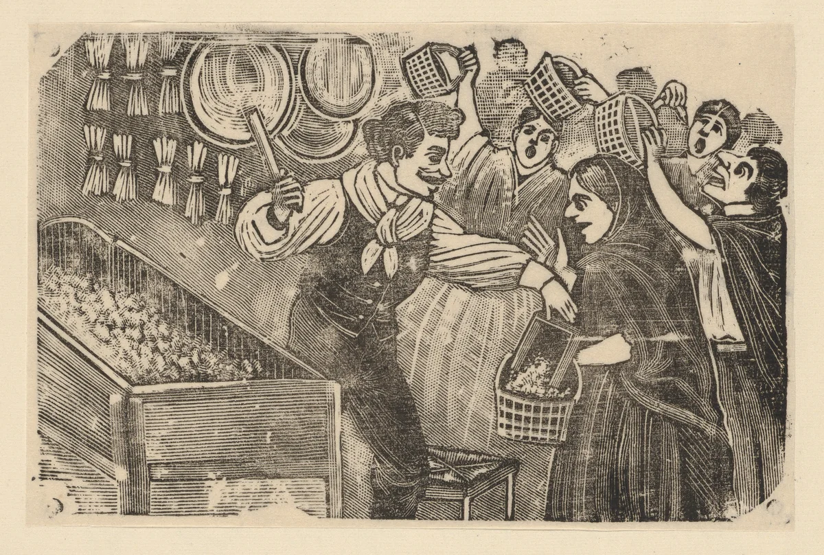 The corn vendor who does not ask for money by José Guadalupe Posada, print, 1891-1901
