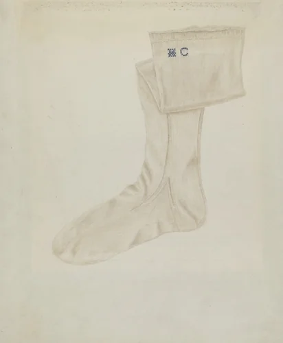 Shaker Woman's Stocking by Betty Fuerst, index of american design, 1936