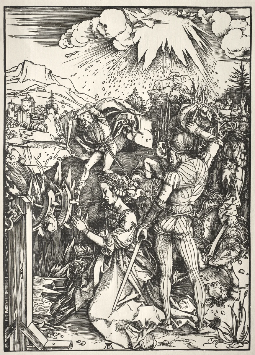 The Martyrdom of St. Catherine by Albrecht Dürer, print, 1497-1499