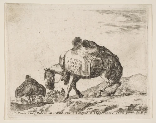 Pack Horse, frontispiece for "Diversi Animali" by Stefano della Bella, print, 1636-1646