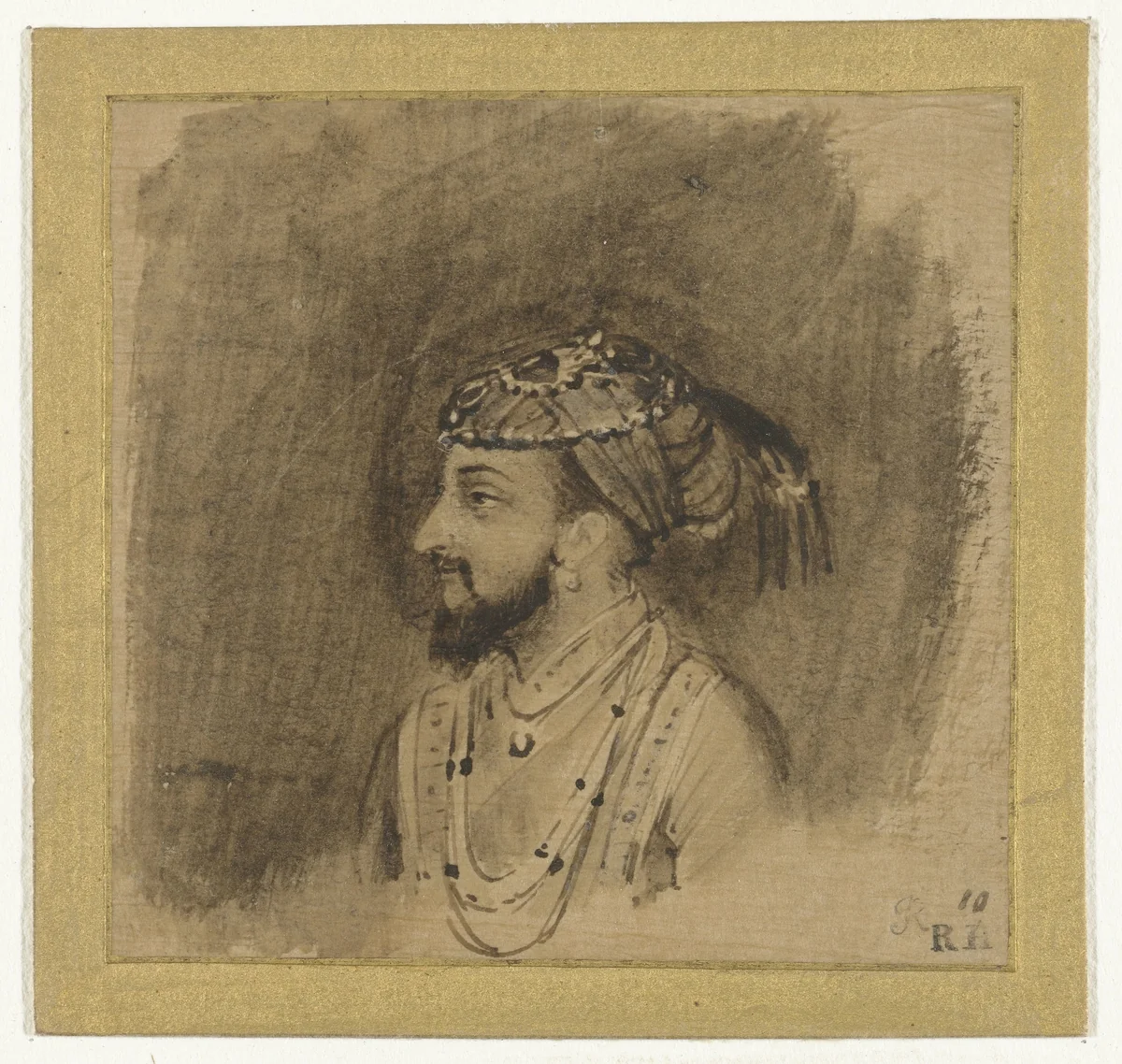 Shah Jahan by Rembrandt van Rijn, drawing, 1656-1658