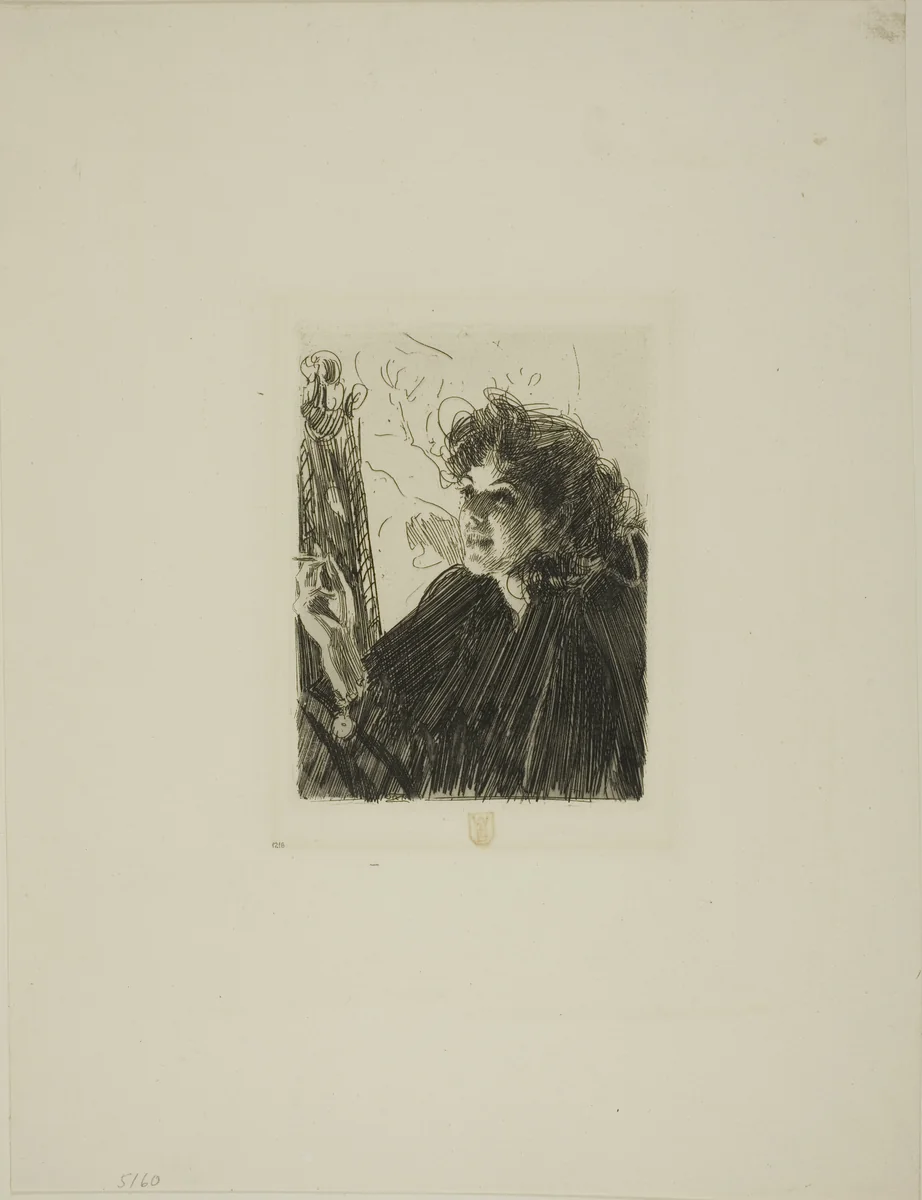 Girl with a Cigarette II by Anders Zorn, print, 1891