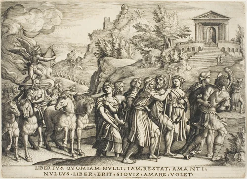 The Triumph of Love, plate one from The Triumphs of Petrarch by Georg Pencz, print, 1534-1544