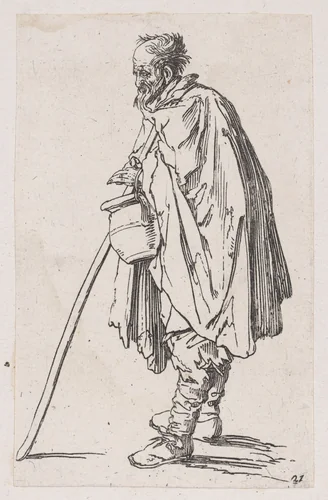 Reverse Copy of Le Mendiant au Couvet (The Beggar of Couvet), from Les Gueux suite appelée aussi Les Mendiants, Les Baroni, ou Les Barons (The Beggars, also called the Barons) by anonymous, print, 1625-1700