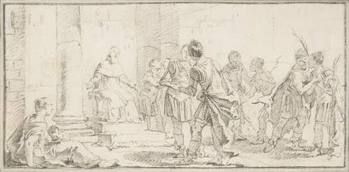 Illustration for a Book: Scene of Peacemaking by Giovanni Battista Tiepolo, drawing, 1696-1770