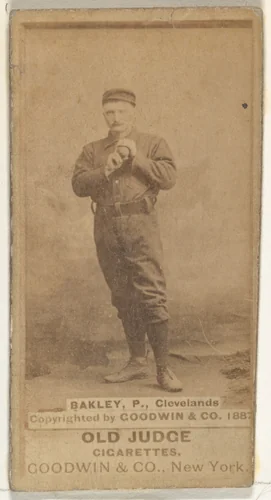 Edward Enoch "Jersey" Bakely, Pitcher, Cleveland, from the Old Judge series (N172) for Old Judge Cigarettes by Goodwin & Company, photograph, 1887