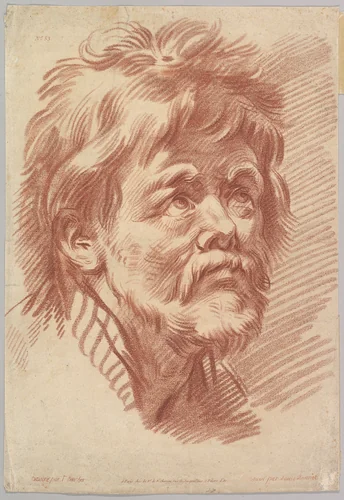 Head of an Old Man by Louis Marin Bonnet, print, 1756-1793