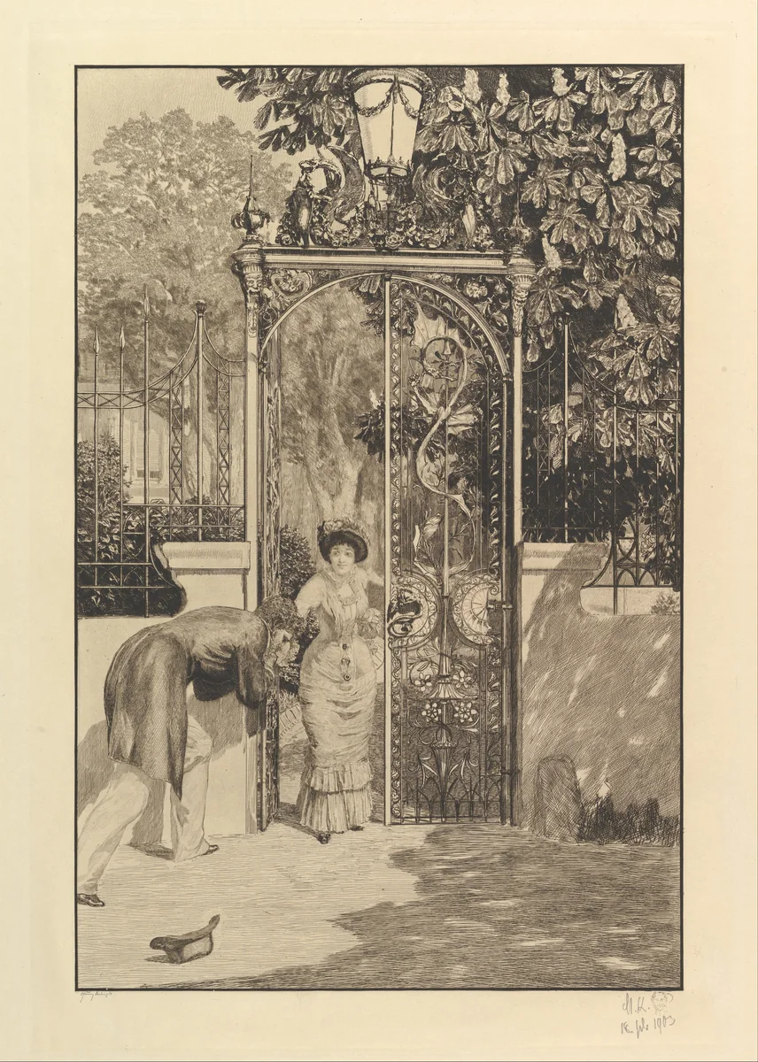 At the Gate (from the series A Love) by Max Klinger, print, 1887-1903