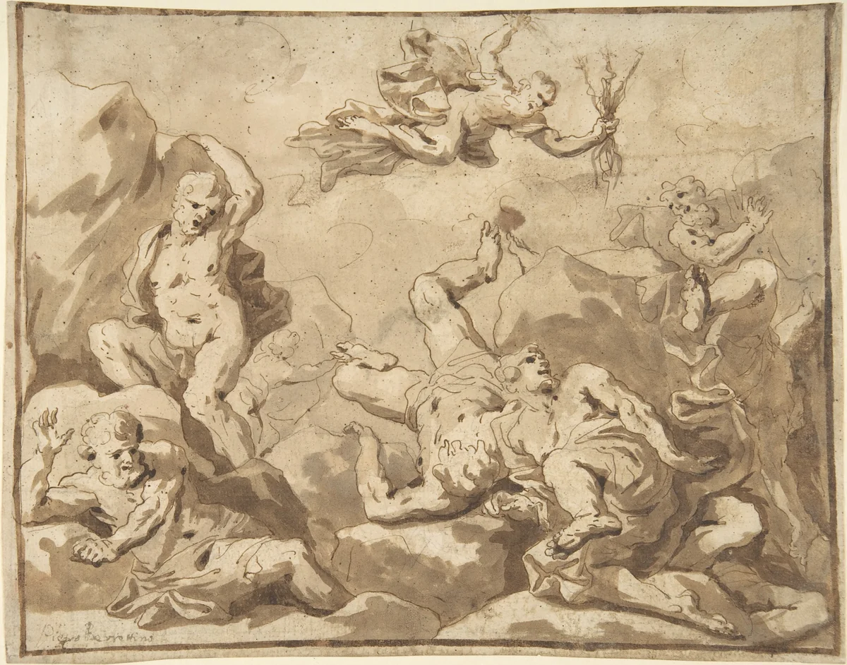 Fall of the Giants by anonymous, drawing, 1600-1700
