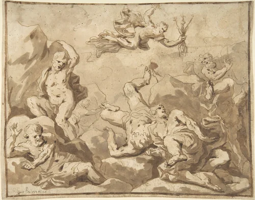 Fall of the Giants by anonymous, drawing, 1600-1700