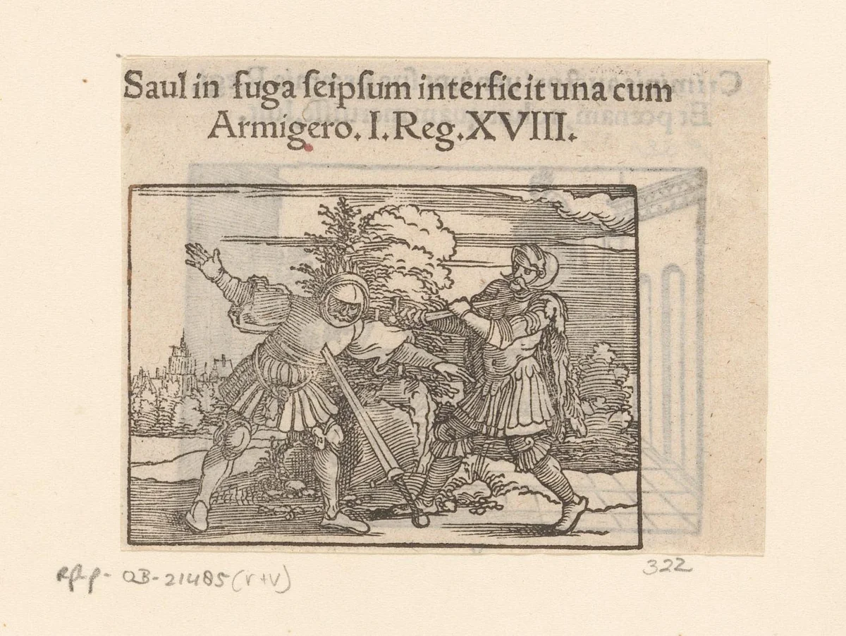 Dood van Saul by anonymous, print, 1530-1533