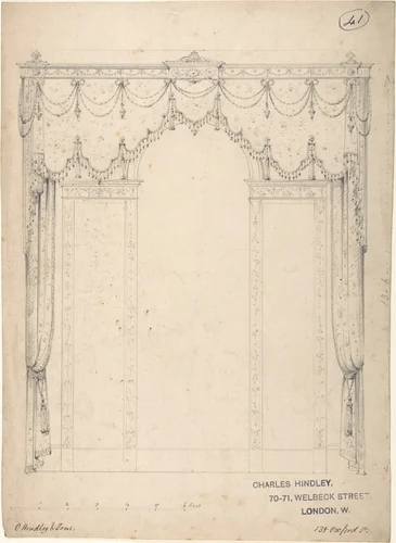 Design for a Wall with Three Windows by Charles Hindley and Sons, drawing, 1841-1884