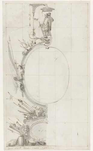 Ontwerp voor een glasraam met een cartouche by Pieter Jansz, drawing, 1632