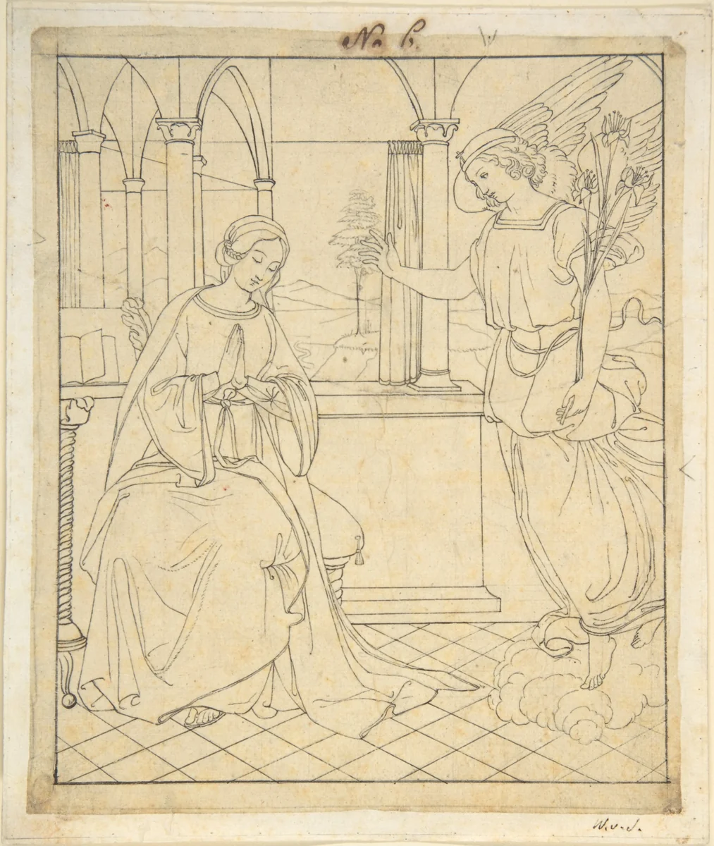 The Annunciation by Wilhelm Schadow, drawing, 1808-1862