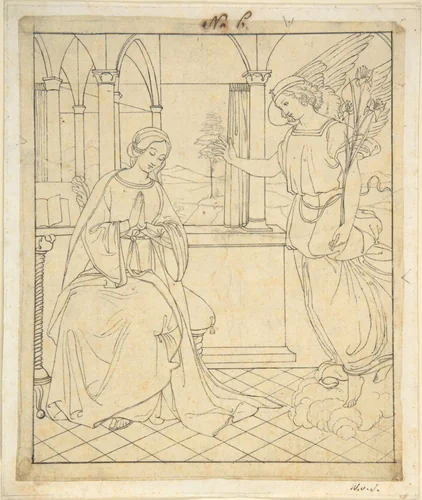 The Annunciation by Wilhelm Schadow, drawing, 1808-1862