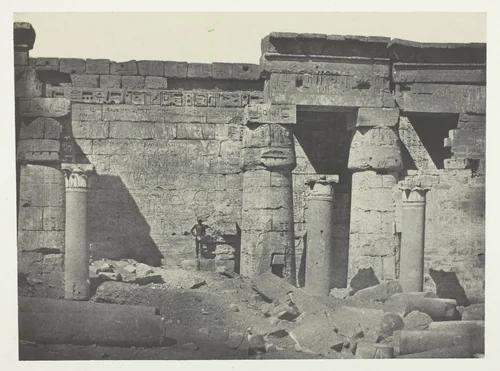 Médinet-Habou, Péristyle du Palais de Ramsès-Méiamoun; Thèbes, plate 50 from the album "Egypte, Nubie, Palestine et Syrie" (1852) by Maxime Du Camp, photograph, 1849-1851