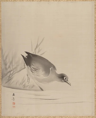 Bird at the Water's Edge by Kawabata Gyokushō, painting, 1887-1892