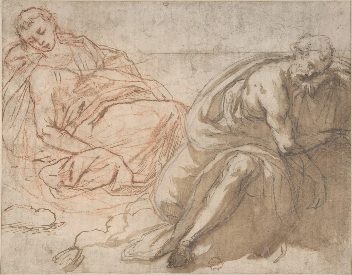 Two Sleeping Figures by anonymous, drawing, 1600-1700