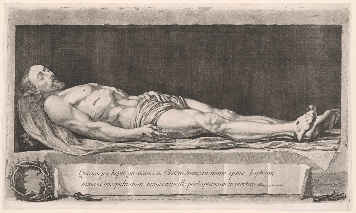 The Dead Christ Lying in the Sepulchre by Nicolas de Plattemontagne, print, 1654