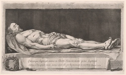 The Dead Christ Lying in the Sepulchre by Nicolas de Plattemontagne, print, 1654