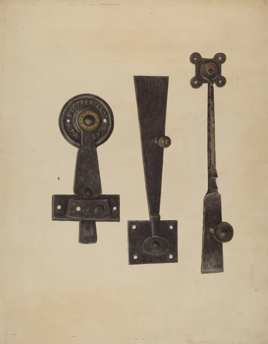 Three Door Latches by Al Curry, index of american design, 1938