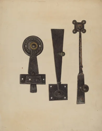 Three Door Latches by Al Curry, index of american design, 1938