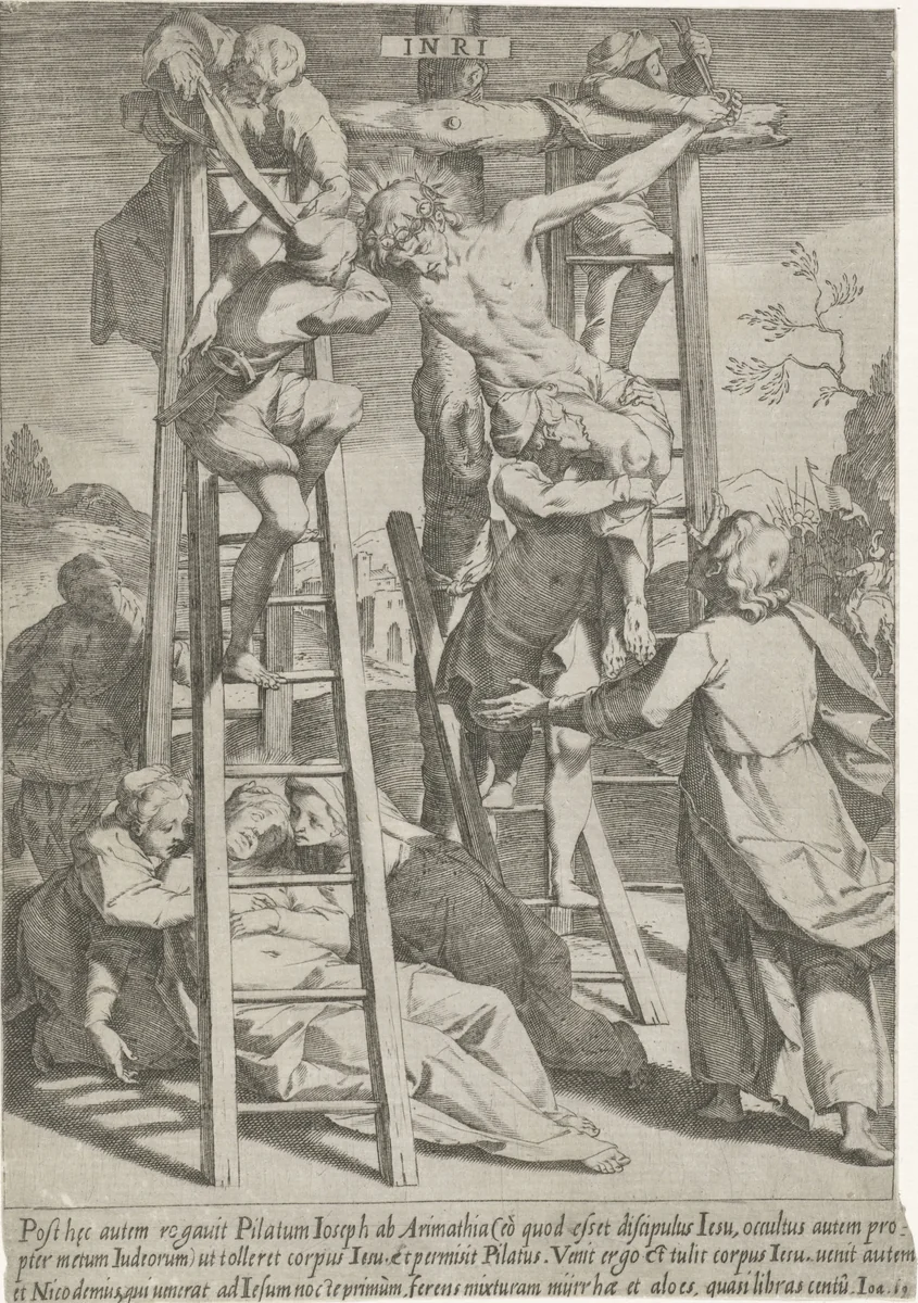 Kruisafneming by Pieter de Jode, print, 1590-1632