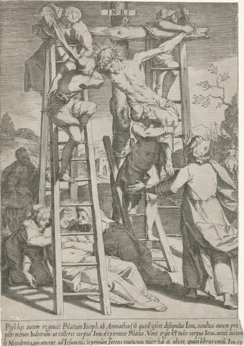Kruisafneming by Pieter de Jode, print, 1590-1632