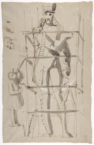 Sculptor at Work on a Colossal Statue by Carl August Ehrensvärd, drawing, 1765-1800