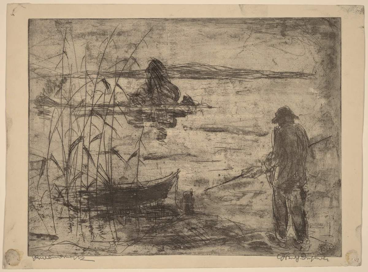 Fishing on the Havel River by Wilhelm Oesterle, print, 1922
