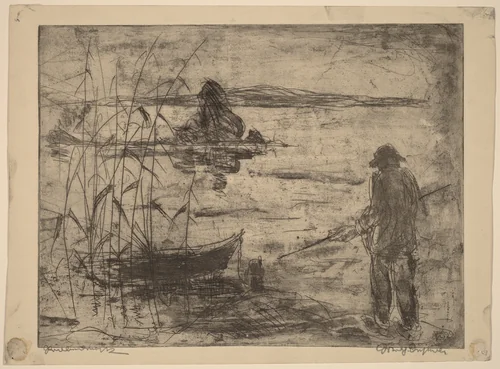 Fishing on the Havel River by Wilhelm Oesterle, print, 1922