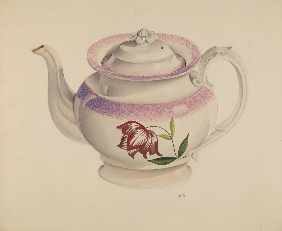 Teapot by Edward White, index of american design, 1938