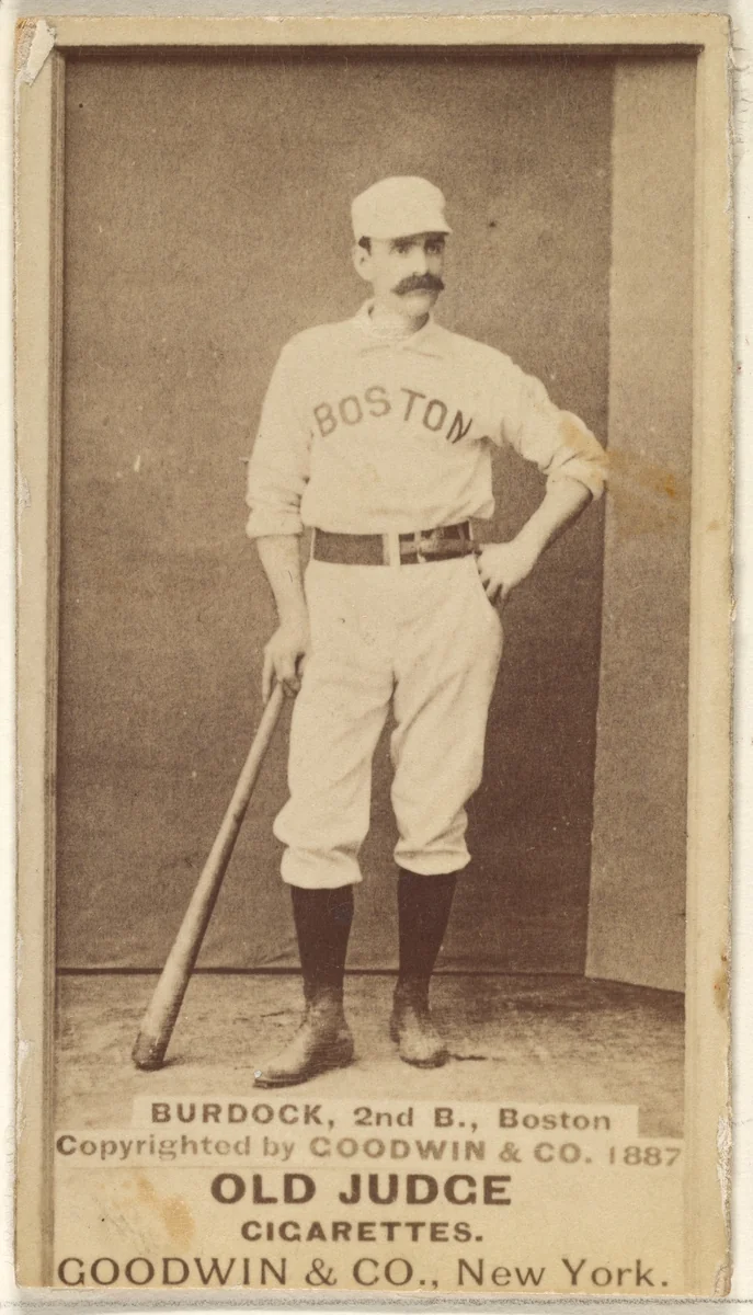 Burdock, 2nd Base, Boston, from the Old Judge series (N172) for Old Judge Cigarettes by Goodwin & Company, photograph, 1887