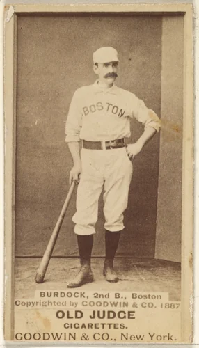 Burdock, 2nd Base, Boston, from the Old Judge series (N172) for Old Judge Cigarettes by Goodwin & Company, photograph, 1887