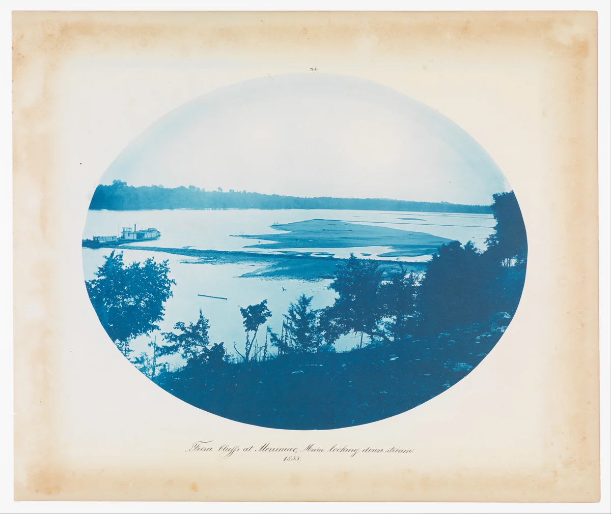 No. 34. From Bluffs at Merrimac, Minnesota Looking Down Stream by Henry P. Bosse, photograph, 1885