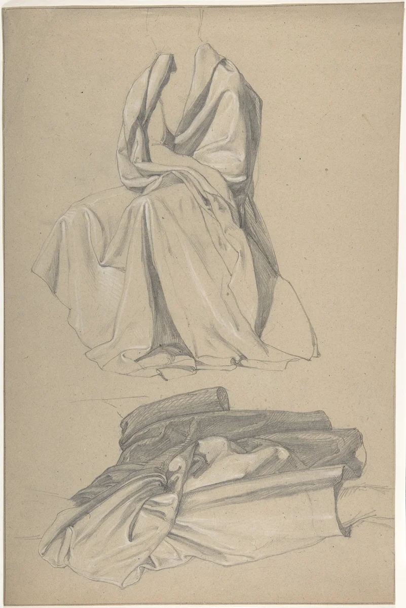 Drapery Study by Alfred Rethel, drawing, 1816-1859