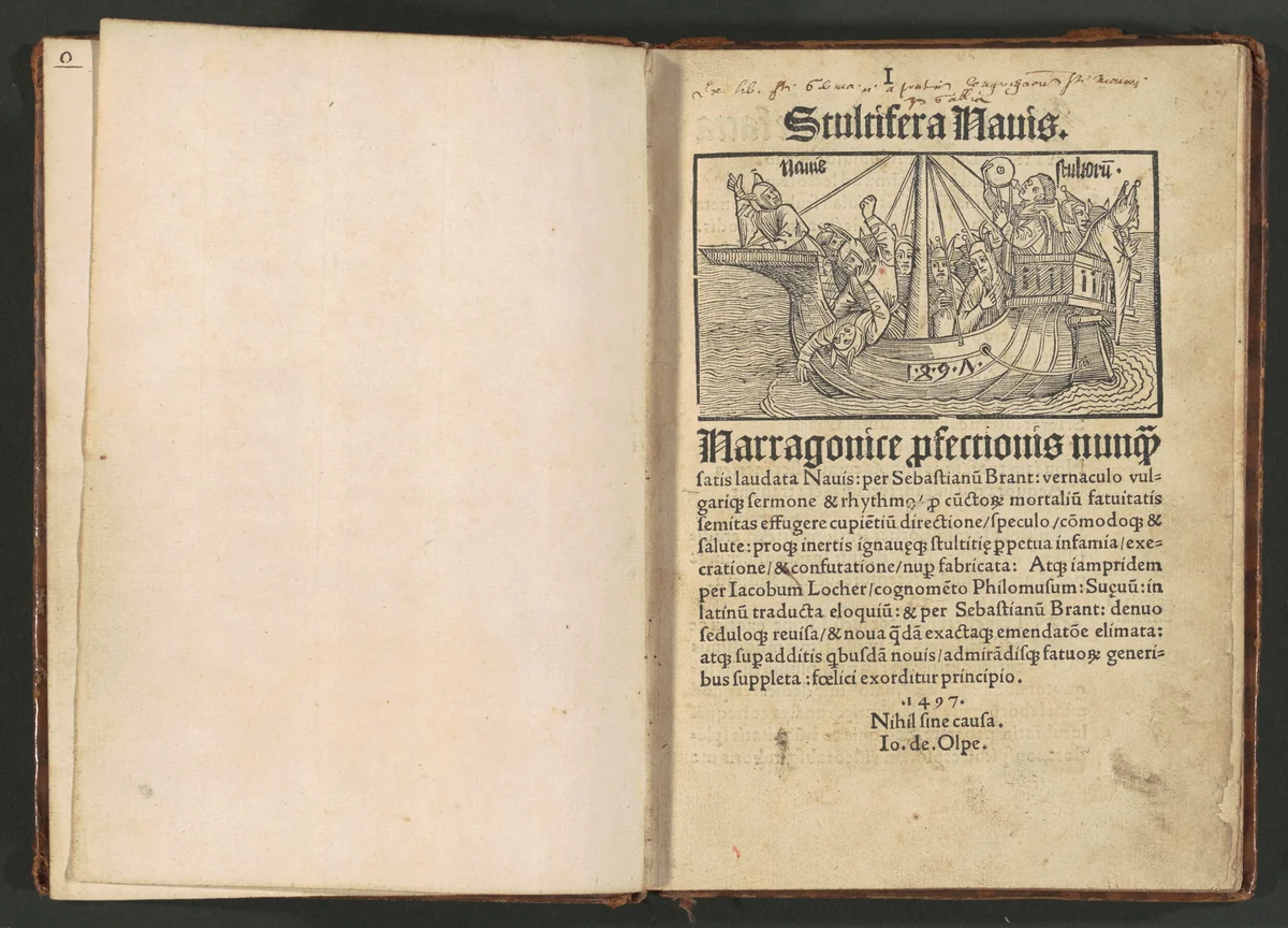 Stultifera navis (Ship of Fools) by Albrecht Dürer, volume, 1497