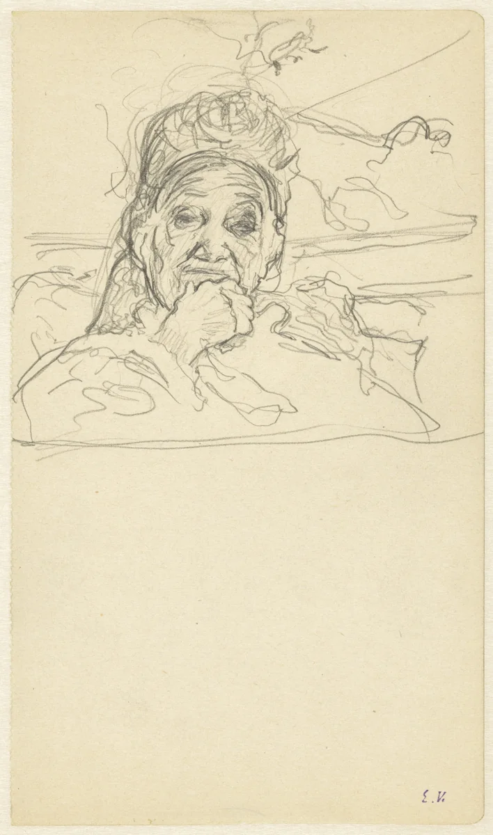 De grootmoeder, portret tot op de schouders by Édouard Vuillard, drawing, 1878-1940