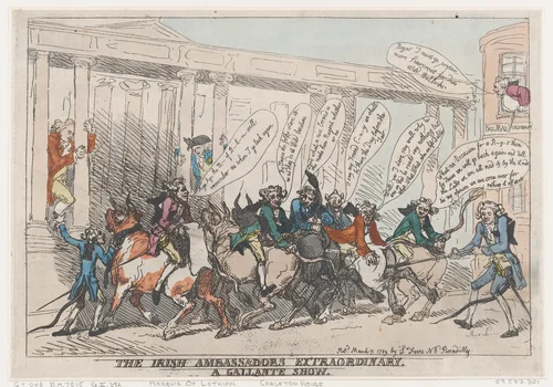 The Irish Ambassadors Extraordinary, A Gallante Show by Thomas Rowlandson, print, 1789
