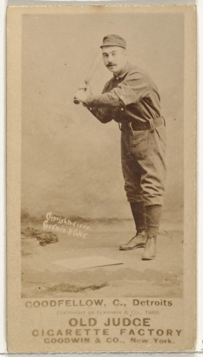 Goodfellow, Catcher, Detroit Wolverines, from the Old Judge series (N172) for Old Judge Cigarettes by Goodwin & Company, photograph, 1888