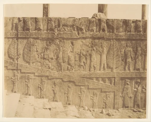 (16) [Apadana Hall Eastern Stairway, Persepolis, Fars] by Luigi Pesce, photograph, 1840-1869