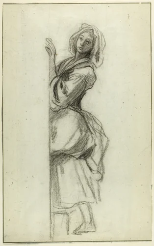 Study of a Peasant Girl by Camille Roqueplan, drawing, 1803-1855