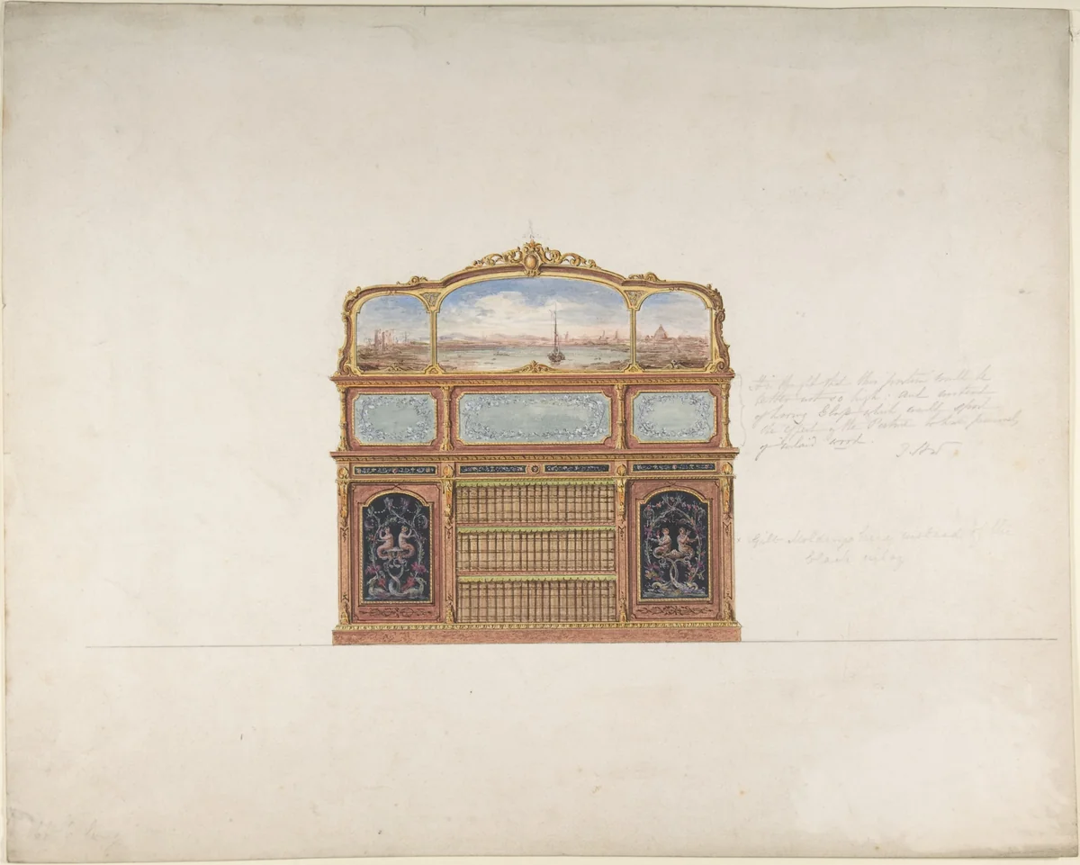 Design for a Cabinet by anonymous, drawing, 1830-1890
