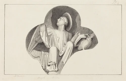 An Angel, from Wells Cathedral by Maria Denman; John Flaxman, print, 1829