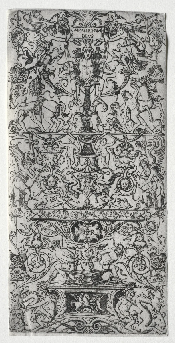 Ornament Panel: Mars, God of Battles by Nicoletto da Modena, print, 1502-1512