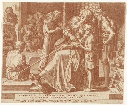 Grammatica (Spraakkunst) by Cornelis Cort, print, 1565