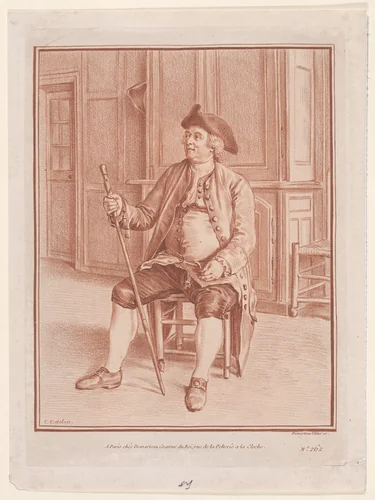 Le Paysan de Gandelu (Portrait de l'abbé Pommyer) by Gilles Demarteau, print, 1766-1776